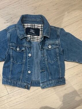 Burberry Kids Denim Jacket in Medium Blue with Signature Check Lining